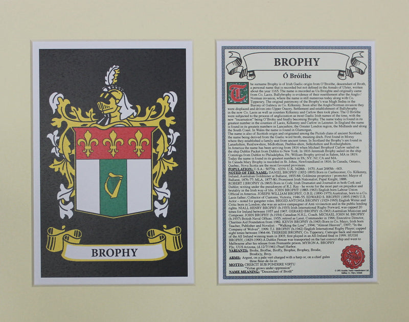 Brophy - Irish Surname Coat of Arms Family Crest Heraldry