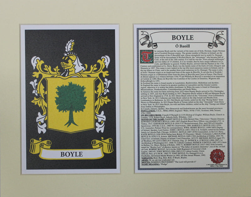 Boyle - Irish Surname Coat of Arms Family Crest Heraldry