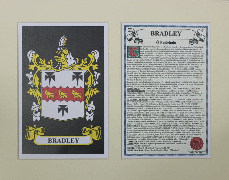 Bradley - Irish American Surname Heraldry