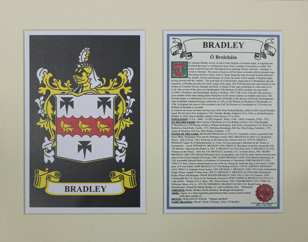 Bradley - Irish Surname Coat of Arms Family Crest Heraldry