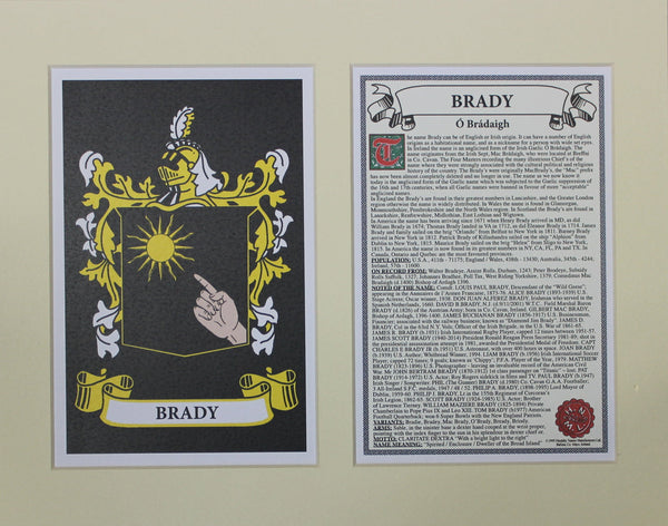 Brady - Irish American Surname Coat of Arms Family Crest Heraldry