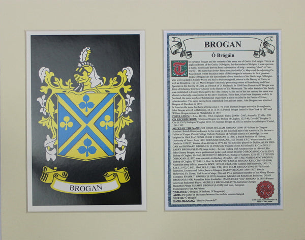 Brogan - Irish Surname Coat of Arms Heraldry