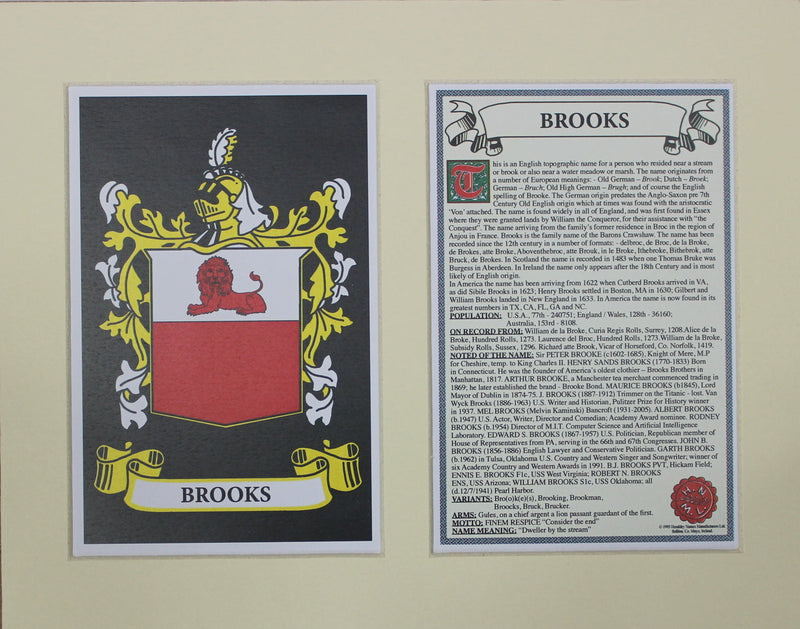 Brooks - Irish American Surname Heraldry