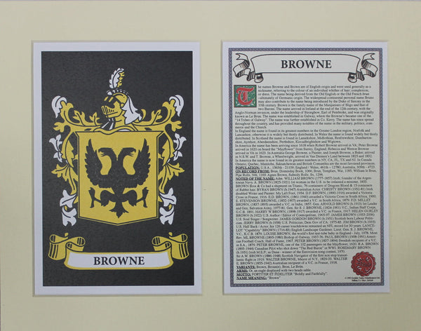 Browne - Irish American Surname Coat of Arms Family Crest Heraldry