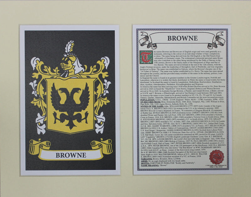 Browne - Irish American Surname Heraldry