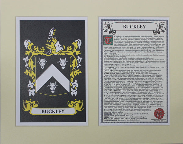 Buckley - Irish American Surname Coat of Arms Family Crest Heraldry