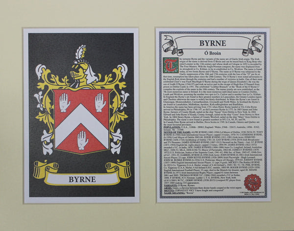 Byrne - Irish American Surname Coat of Arms Family Crest Heraldry