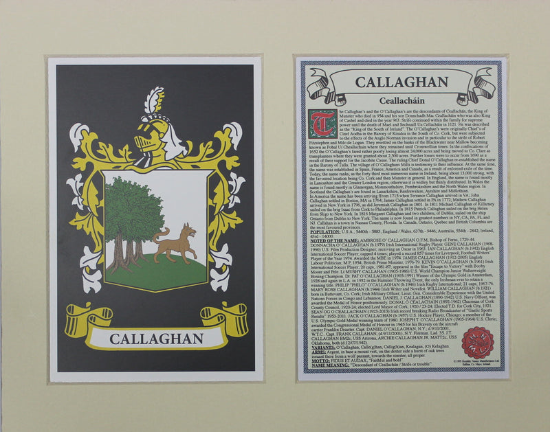 Callaghan - Irish American Surname Heraldry