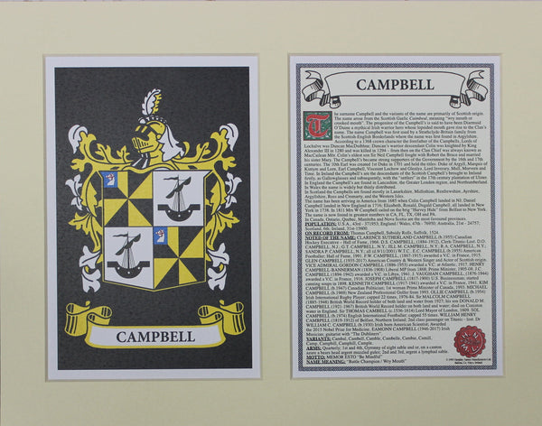Campbell - Irish American Surname Coat of Arms Family Crest Heraldry