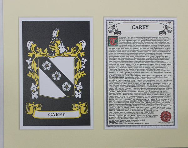 Carey - Irish Surname Coat of Arms Family Crest Heraldry