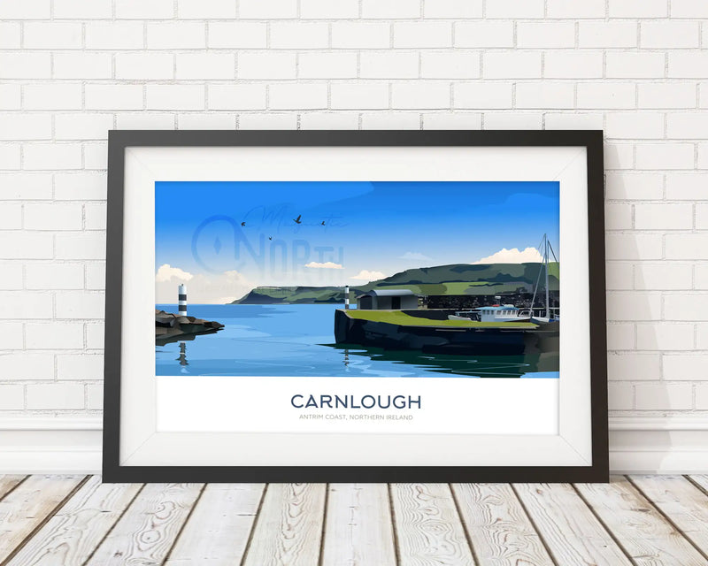 Carnlough, Antrim Coast, Art Print Travel Poster, Belfast, Northern Ireland, Print, Wedding gift, Christmas Gift, landscapes