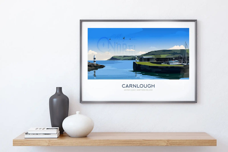 Carnlough, Antrim Coast, Art Print Travel Poster, Belfast, Northern Ireland, Print, Wedding gift, Christmas Gift, landscapes