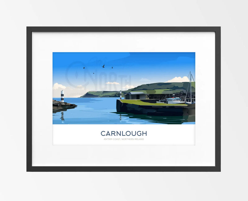 Carnlough, Antrim Coast, Art Print Travel Poster, Belfast, Northern Ireland, Print, Wedding gift, Christmas Gift, landscapes