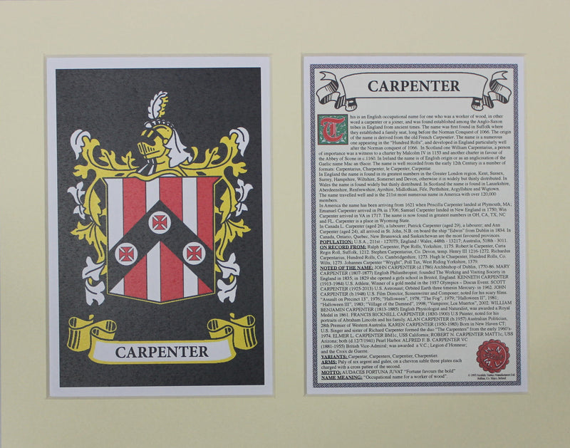 Carpenter - Irish Surname Coat of Arms Family Crest Heraldry