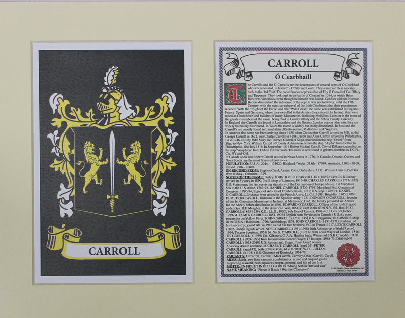 Carroll - Irish Surname Coat of Arms Family Crest Heraldry