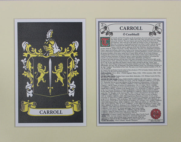 Carroll - Irish American Surname Heraldry