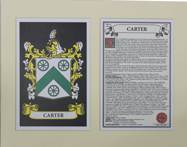 Carter - Irish American Surname Coat of Arms Family Crest Heraldry