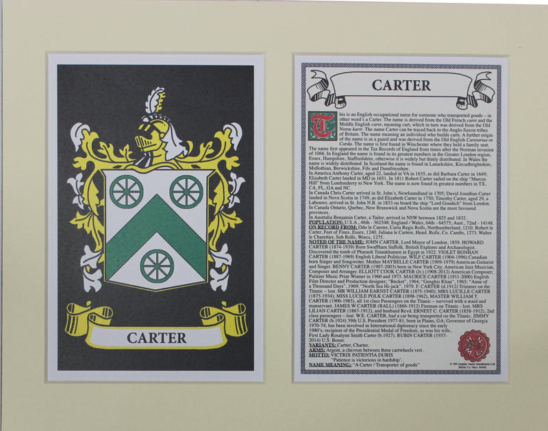 Carter - Irish American Surname Heraldry