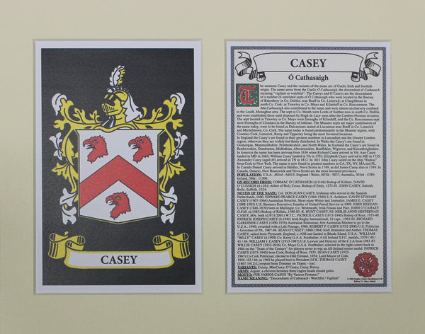 Casey - Irish American Surname Coat of Arms Heraldry