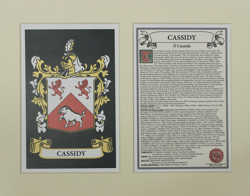 Cassidy - Irish Surname Coat of Arms Family Crest Heraldry