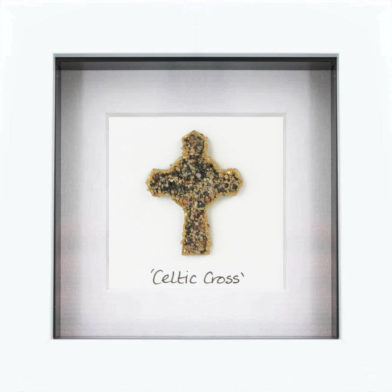 Celtic Cross Knot Pebble Art Frame