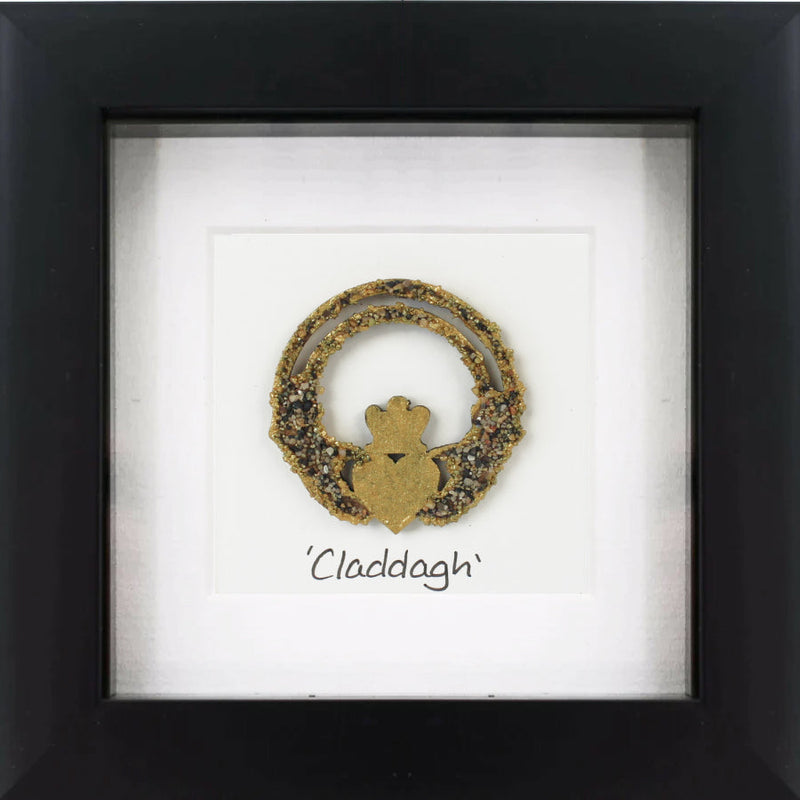 Claddagh Ring Irish Pebble Art Frame