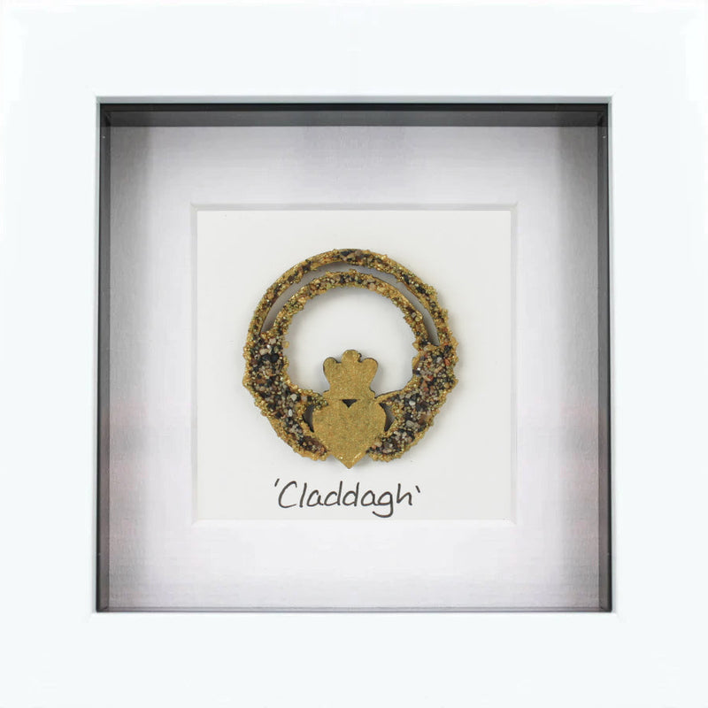Claddagh Ring Irish Pebble Art Frame