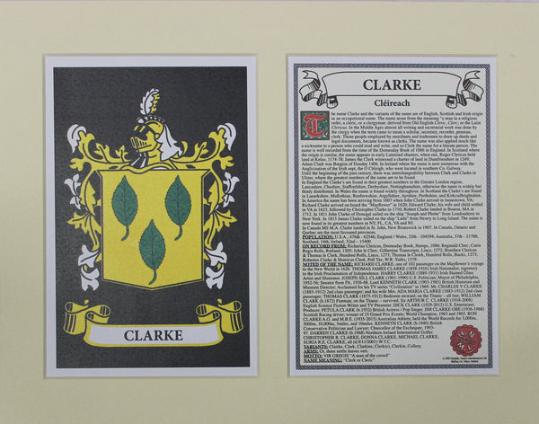 Clarke - Irish Surname Coat of Arms Family Crest Heraldry