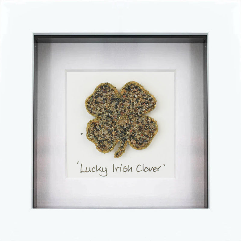 Lucky Irish Clover Irish Pebble Art Frame