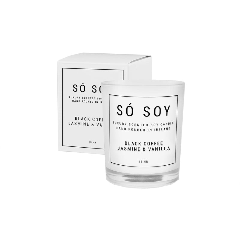 Black Coffee Jasmine and Vanilla Candle by So Soy Hand Poured in Ballymoney