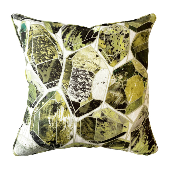 Luxury Irish Linen 50cm Euhedrual Green Vibrant Square Cushion