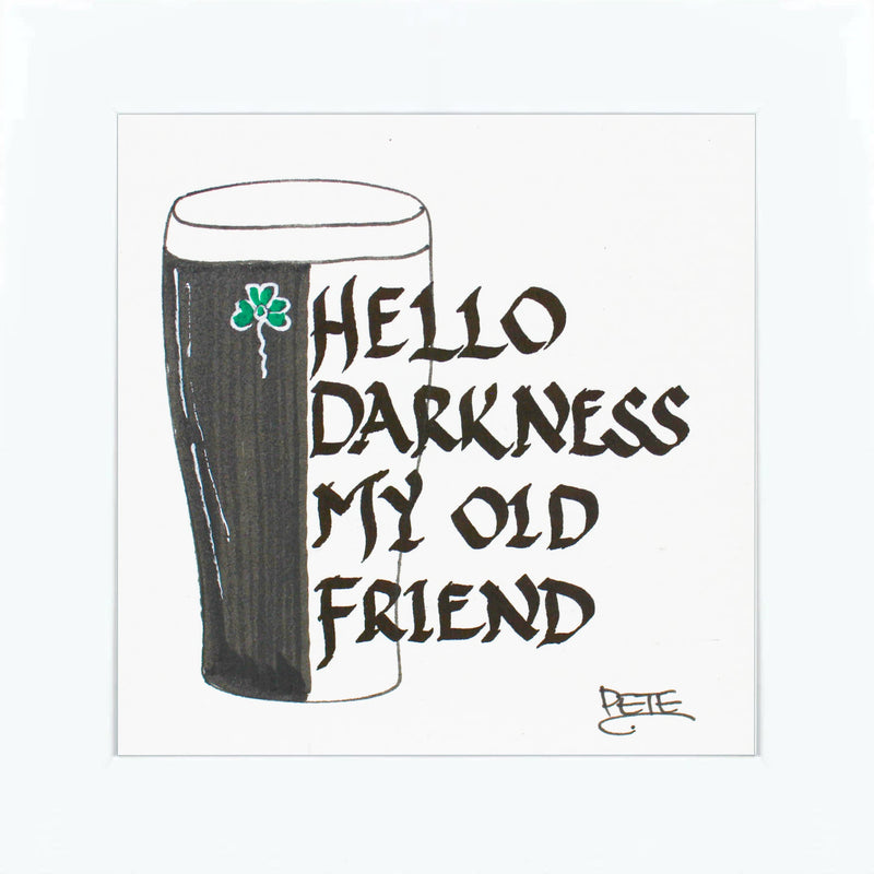 Hello Darkness - Guinness Pint Sea Glass Art Frame