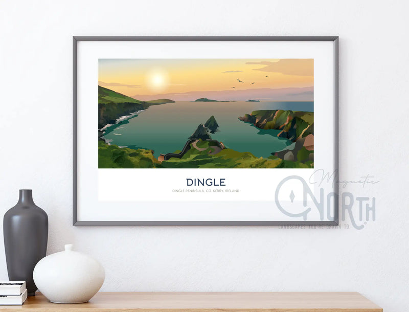 Dingle Peninsula, Art Print Travel Poster, Co. Kerry, Ireland, Wedding gift, Christmas Gift