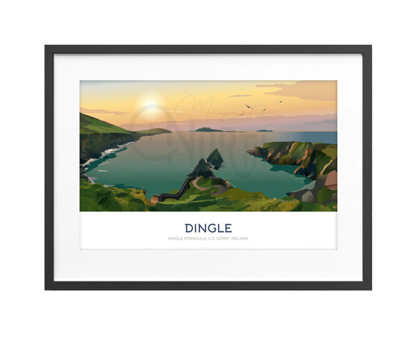 Dingle Peninsula, Art Print Travel Poster, Co. Kerry, Ireland, Wedding gift, Christmas Gift