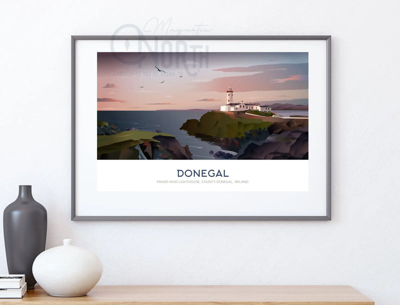 Donegal Fanad Head Lighthouse, Art Print Travel Poster, County Donegal, Ireland, Travel Print, Wedding gift, Christmas Gift