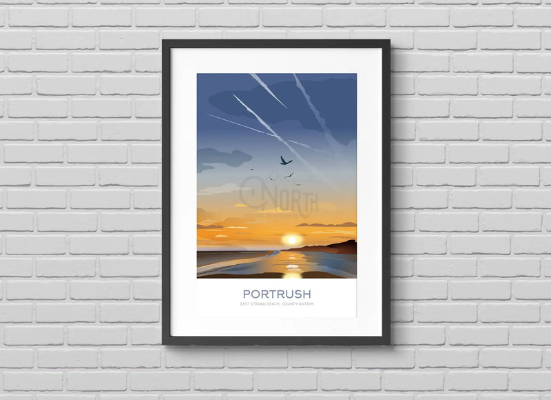 Portrush, East Strand Beach, digital print, travel print, County Antrim