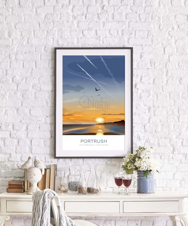 Portrush, East Strand Beach, digital print, travel print, County Antrim