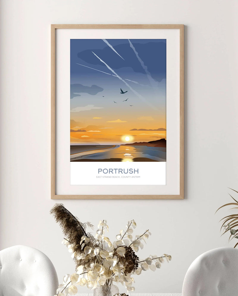 Portrush, East Strand Beach, digital print, travel print, County Antrim