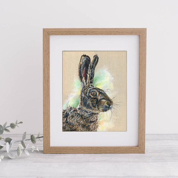 Hare on Linen Fine Art Print