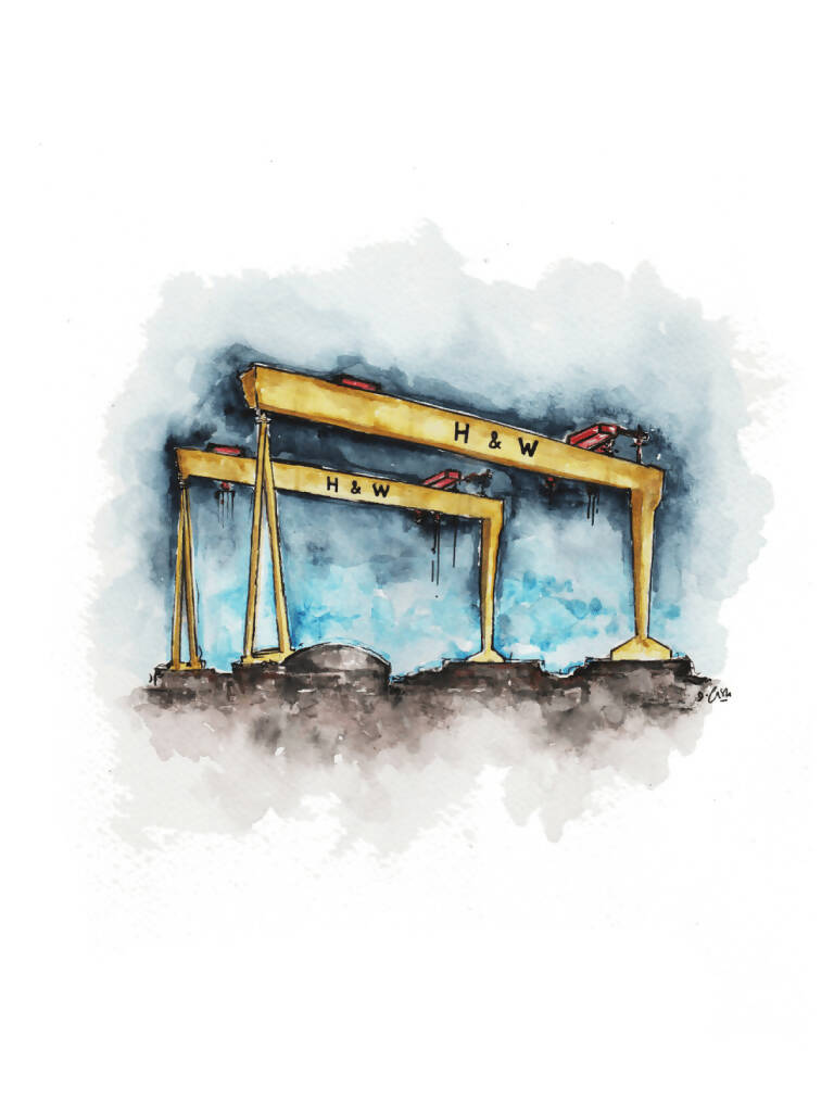 Harland and Wolff Cranes Belfast Docks - A5/A4 Print