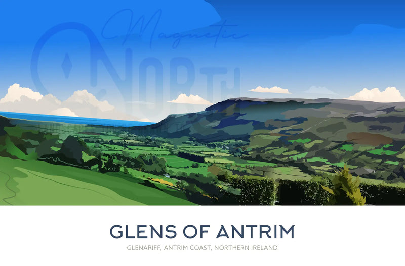 Glens of Antrim, Travel print Poster, Antrim Coast, Northern Ireland, Ireland, Travel Print, Wedding gift, Christmas Gift