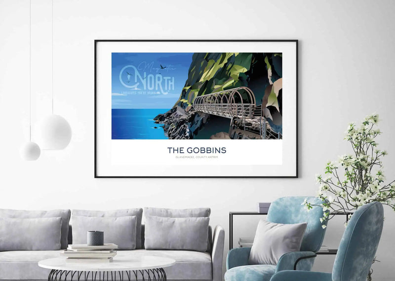 The Gobbins Cliff Path, Travel print, Islandmagee, County Antrim, Art, Gift, Landscape, Northern Ireland