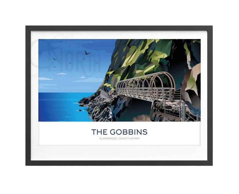 The Gobbins Cliff Path, Travel print, Islandmagee, County Antrim, Art, Gift, Landscape, Northern Ireland