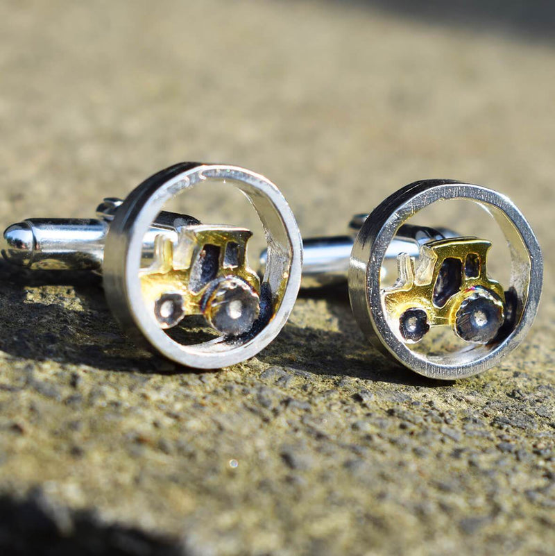 gold tractor cufflinks, tractor cufflinks, farmer cufflinks, gift for farmer, farm cufflinks, agri cufflinks, tractor gifts for men