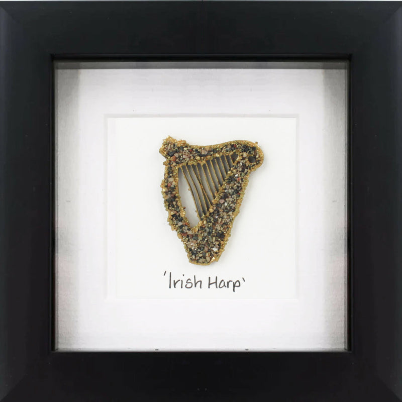 Irish Harp Irish Pebble Art Frame