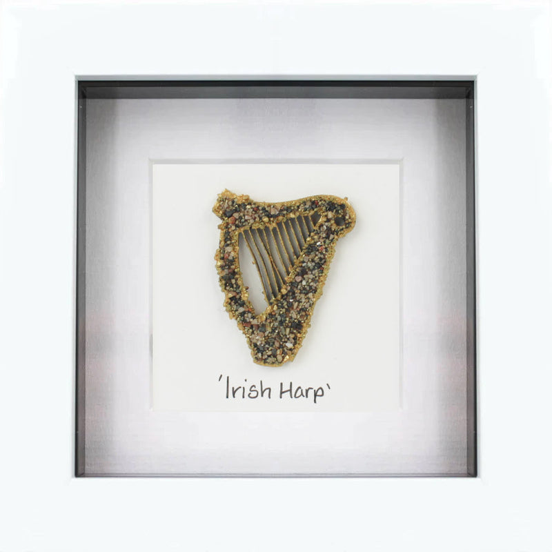Irish Harp Irish Pebble Art Frame