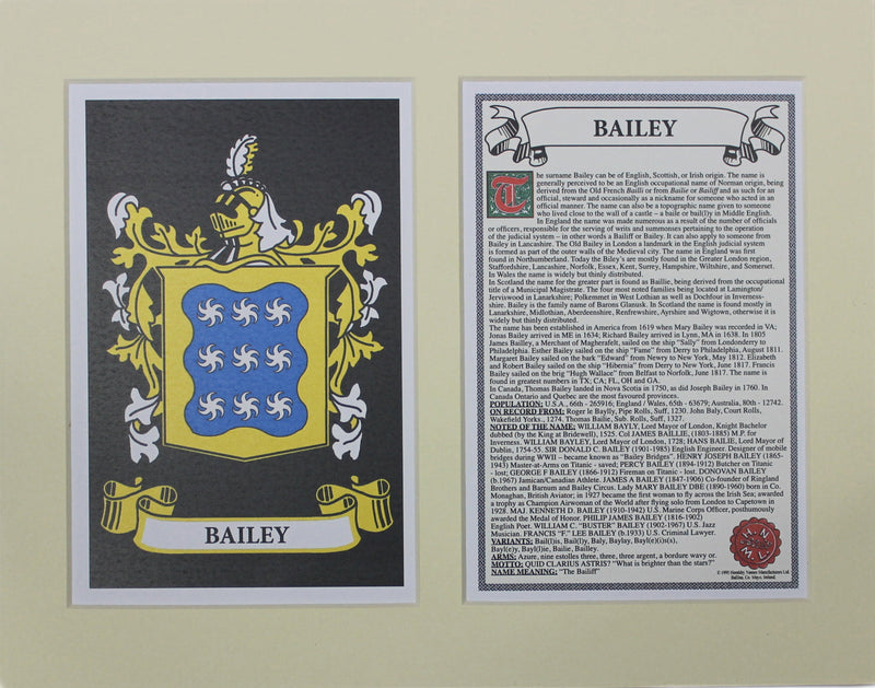 Bailey - Irish Surname Heraldry
