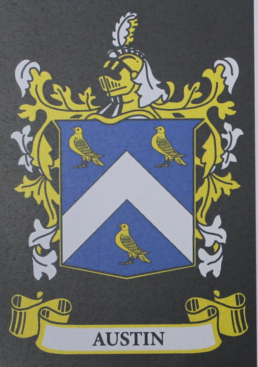Austin - Irish American Surname Coat of Arms Family Crest Heraldry