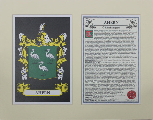 Ahern - Irish Surname Coat of Arms Family Crest Heraldry