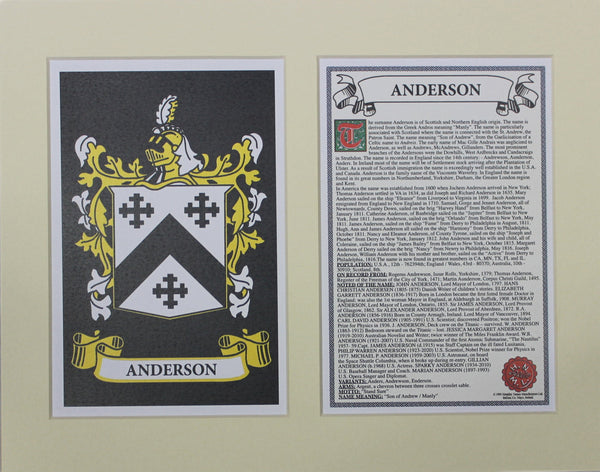 Anderson - Irish American Surname Coat of Arms Family Crest Heraldry